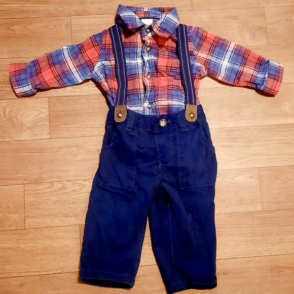 SOLD Carter's Piece Set,Flannel Shirt/Suspender Pants - Picture 7 of 8